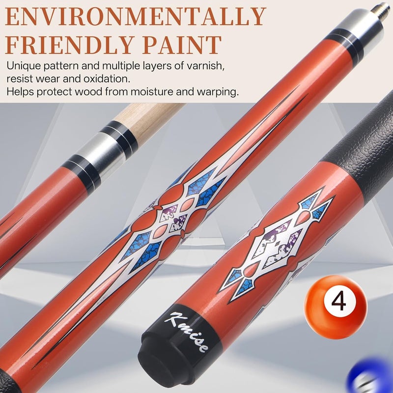 Kmise Pool Cue Stick Set - 58 Inch Pool Cues, 18~21Oz Canadian Maple Professional Billiard Cues Sticks, Pool Sticks for Adults, Multiple Colors, Pool Stick for Bar House Pool Tables Sports - Image 3